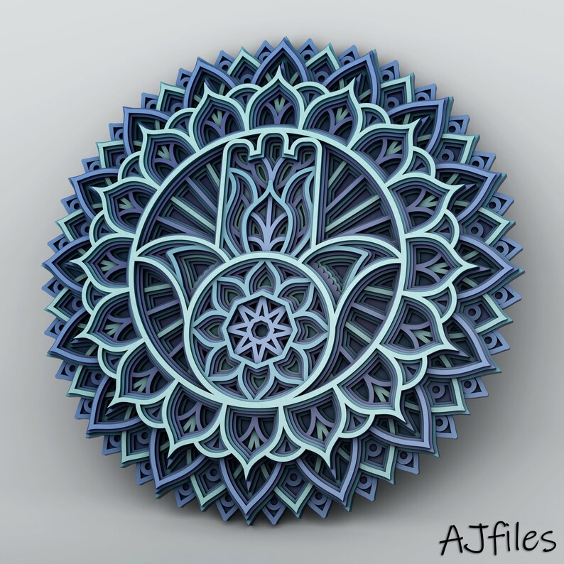 Download Layered Mandala svg 3D Mandala svg Laser Cut File Hamsa | Etsy