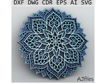 Layered Mandala svg, Laser Glowforge Files, svg Files For Cricut, Laser Cut File, diy, Cricut Downloads, Glowforge Laser Cut File svg