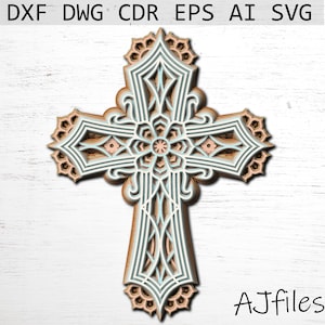 Cross Svg, Layered cross, Mandala File, Mandala svg, DXF Cross, Cricut files, Multilayer Cross, Cricut Cross Svg, Christian Cross SVG