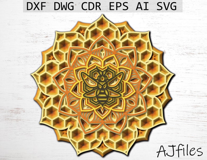 Download Honey Bee svg Mandala File laser cut file digital file | Etsy