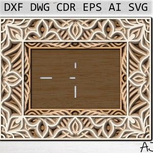 3d Photo Frame svg, Layered Mandala svg, laser cut file, Digital File Download, Cut Files for Cricut, dxf files, Multilayer Laser File