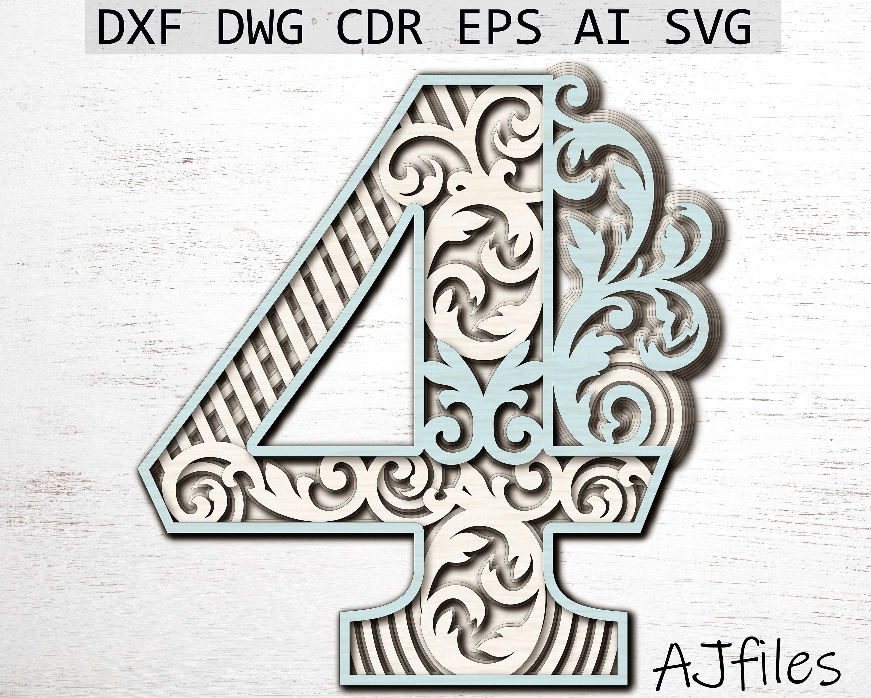 Download Layered Number 4 Laser Cut Mandala Number Numbers SVG for | Etsy