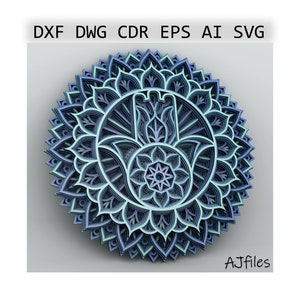 Layered Mandala svg, 3D Mandala svg, Laser Cut File, Hamsa, Cut Files for Cricut, Laser Glowforge Files, Glowforge Laser Cut File svg