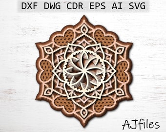 Layered Mandala Laser Cut File: 7 Layer SVG DXF (Digital Download)