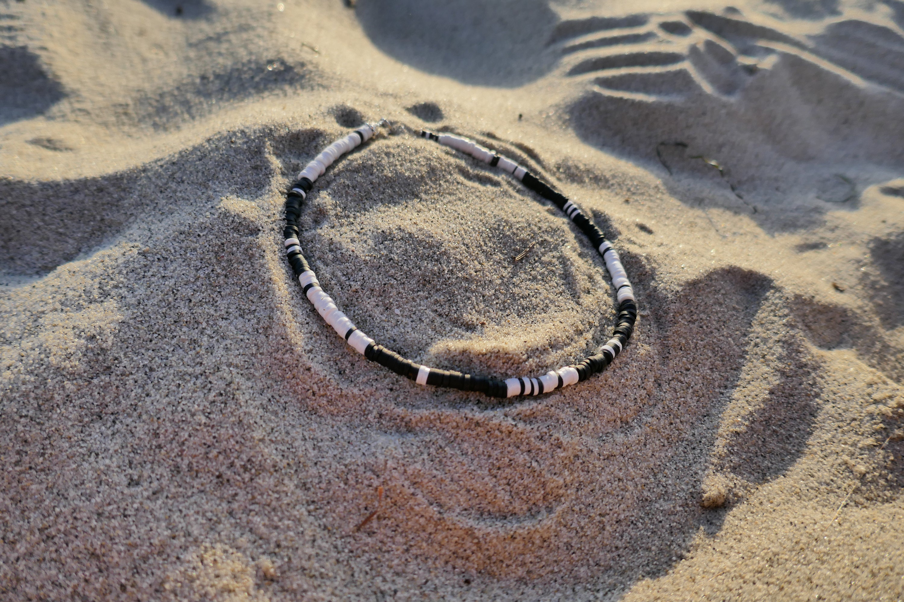 Black and White Bead Necklace 4mm Heishi Bead Waterproof Etsy