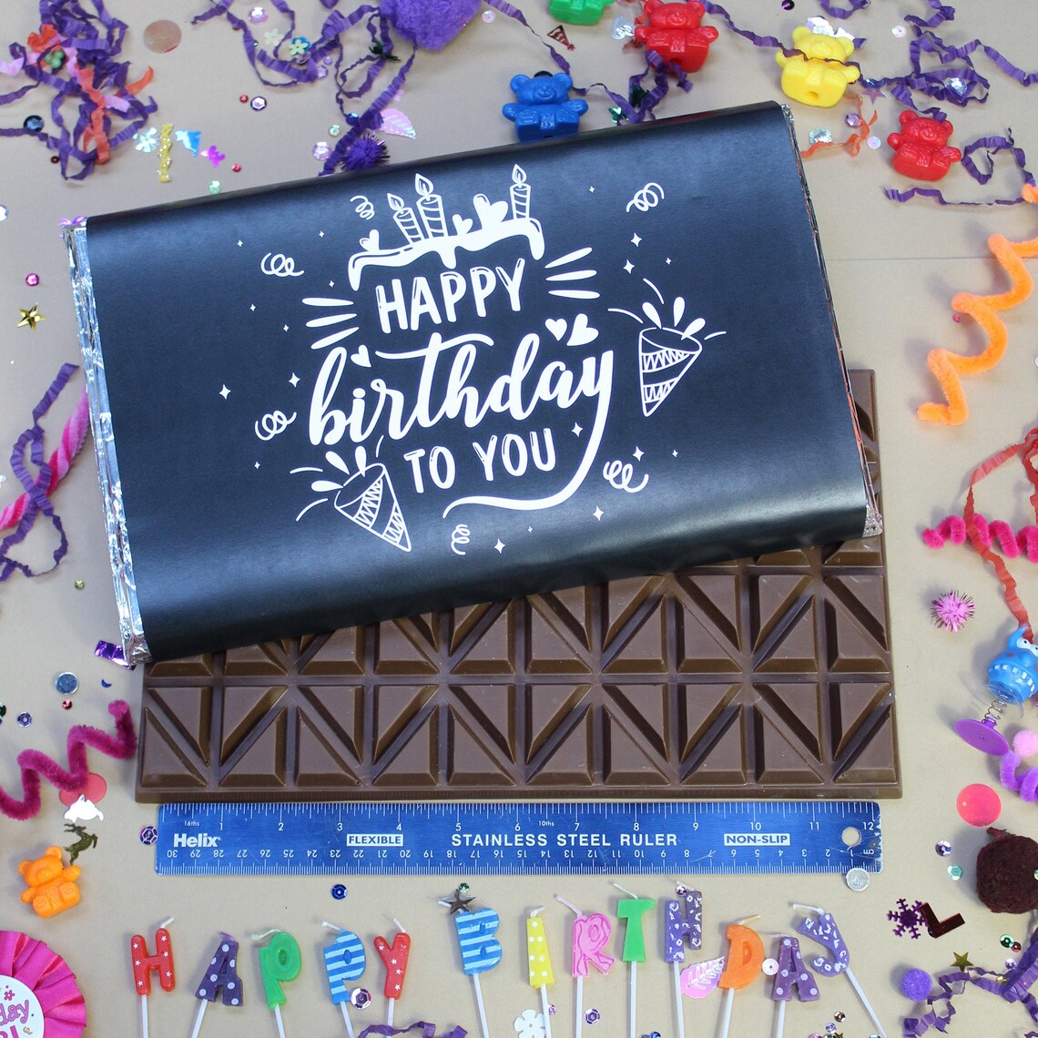 Giant Chocolate Bar in Happy Birthday Wrapper Etsy