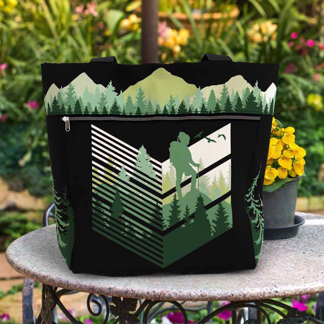 Camping Camper Tote Bag Aesthetic. Tote Bag With Pockets and Zipper
