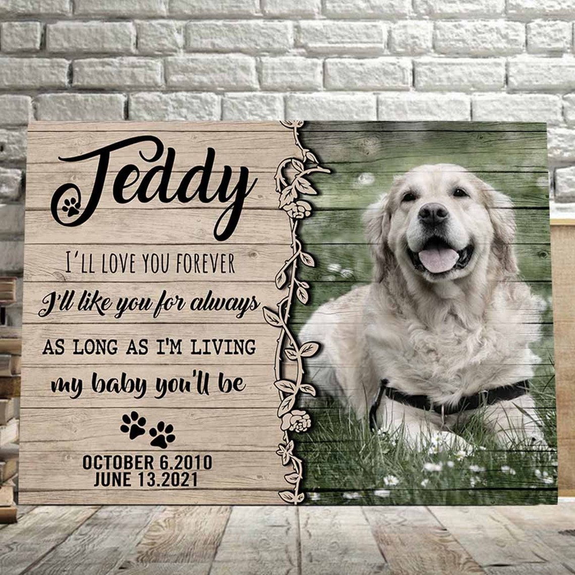 Custom Pet Memorial Gift. Personalized Dog Portrait Dog Canvas Etsy