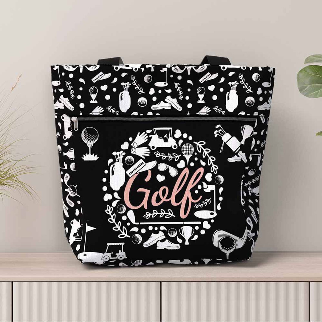 Golf Tote Bag Aesthetic. Tote Bag With Pockets and Zipper. Tote Bag for