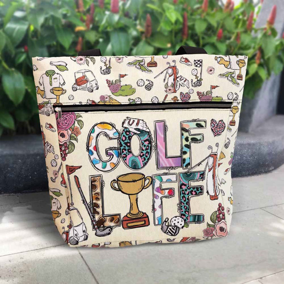 Golf Tote Bag Aesthetic. Tote Bag With Pockets and Zipper. Tote Bag for