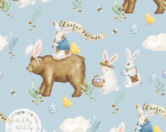 Easter Bunny Seamless Pattern, Easter Rabbit Seamless File, Cute Spring Seamless File, Cute Easter Seamless Fabric design, Easter Chick