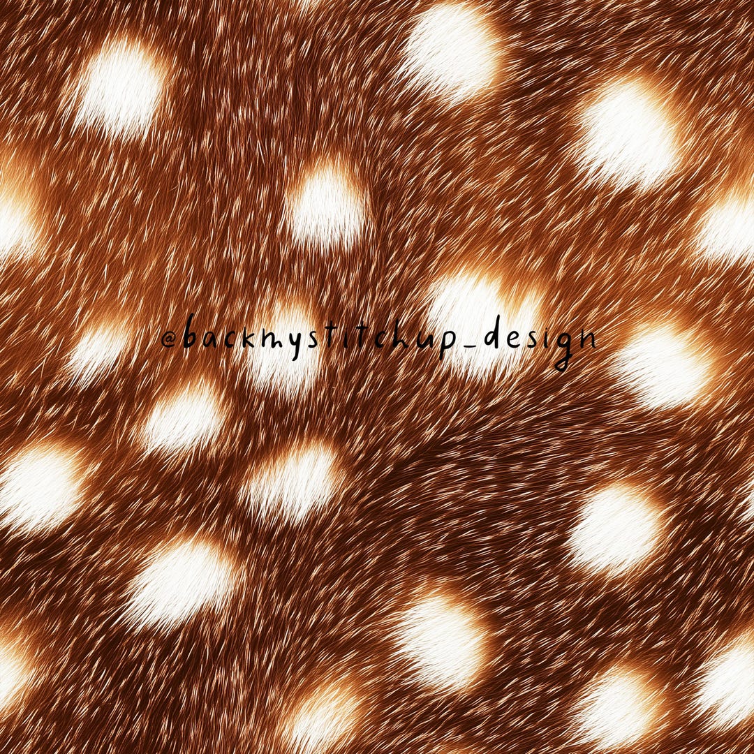 Realistic Fawn Fur Seamless Pattern, Brown and White Spotted Deer Hide ...