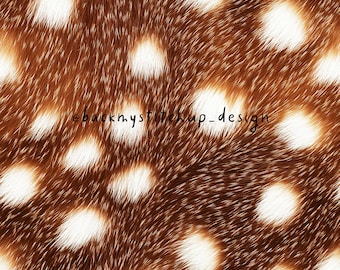 Realistic Fawn fur Seamless Pattern, Brown and white spotted Deer Hide surface design, Faux Animal fur digital paper