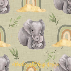 Rainbow Baby, Elephant Fabric Design, Seamless Pattern Tile, Surface Pattern, Digital Download, Commercial Licence, Non-Exclusive