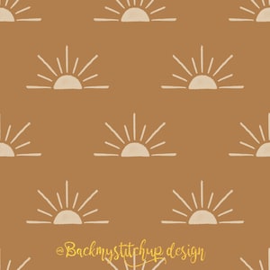 Boho Suns Seamless Pattern, Simple Sun Seamless File, Earthy Sun fabric design, Summer digital download crafting paper