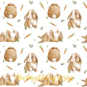 Cute Bunny Rabbit Fabric design, Easter Bunny Seamless Pattern, Digital Download, Commercial Licence, Easter Spring Non-Exclusive
