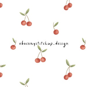 Cherry Seamless Pattern, Simple Cherries Digital File, Watercolor Fruit digital paper, Cherry fabric design non exclusive commercial license