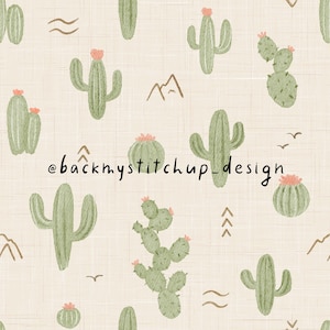 Grazioso mini motivo cactus senza cuciture su sfondo beige, design della superficie del cactus acquerello per bambini, semplice carta digitale occidentale
