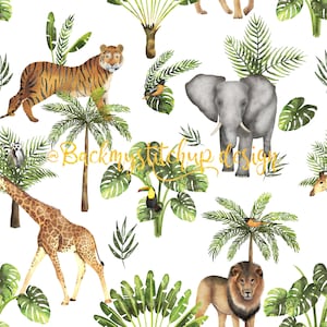 Jungle Animal Fabric Design, Seamless Pattern Tile, Surface Pattern, Digital Download, Commercial Licence, Non-Exclusive, fabric & paper