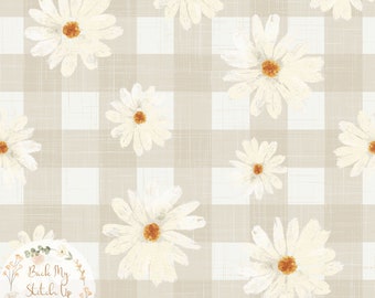 Watercolour Daisies seamless design file, Watercolour Floral Seamless Pattern, Vintage Daisy digital paper, Boho Floral Gingham design