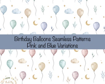 Birthday Balloon Seamless Pattern, Children's Fabric design, Celebration Party, Digital Download, Commercial Licence, Non-Exclusive