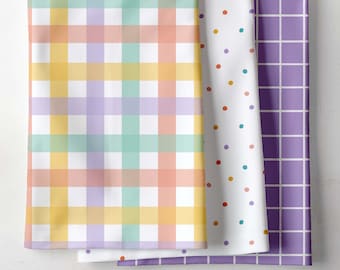 Set of 3 Spring Coordinating Seamless Patterns, Spring Gingham Spot Grid Digital Files, Spring Rainbow digital paper, Kids fabric design