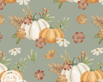 Floral Pumpkin seamless pattern, Boho floral, Watercolour Autumn Fall Seamless Pattern, Digital Download, Commercial Licence, Non-Exclusive