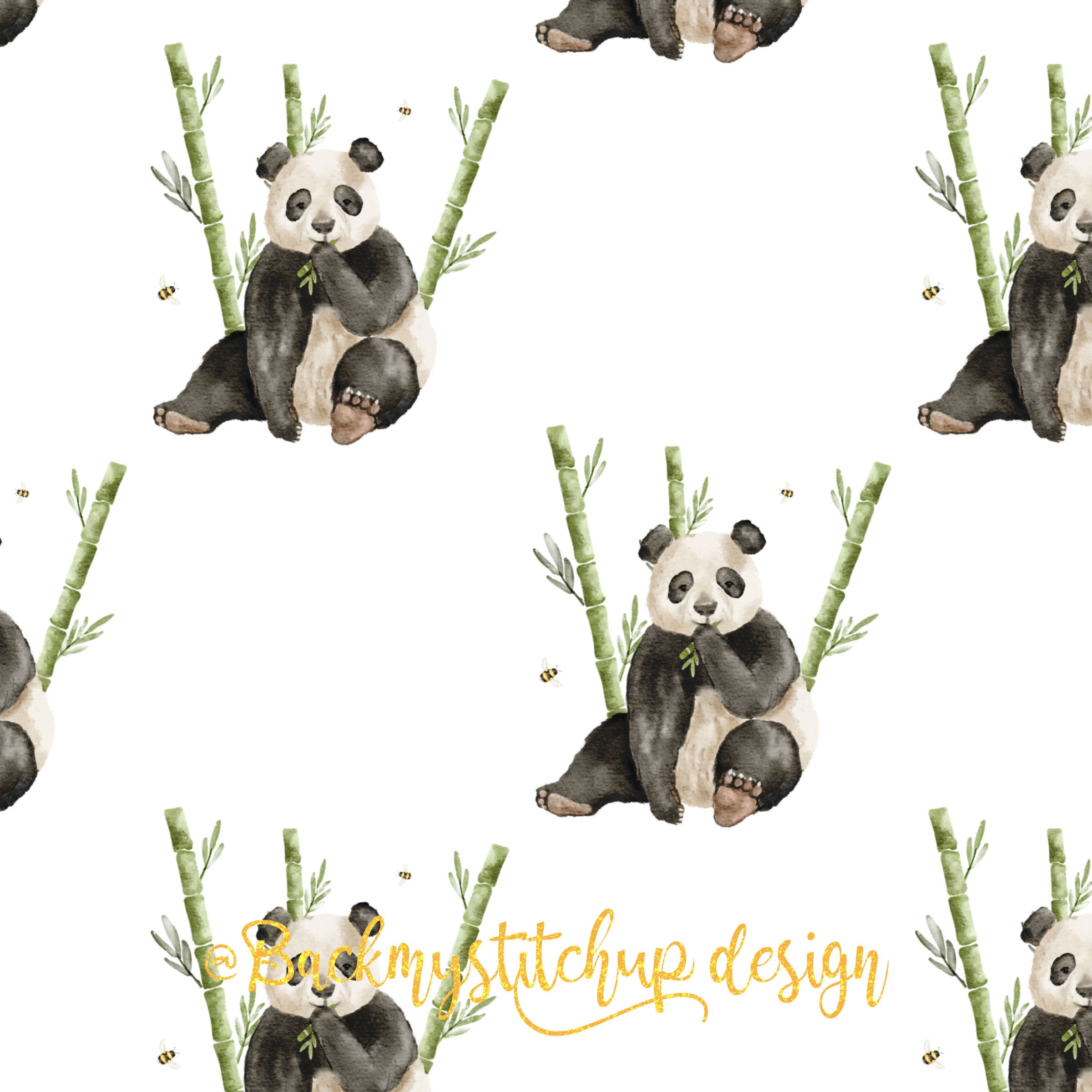 LARGE christmas panda fabric, cute Fabric