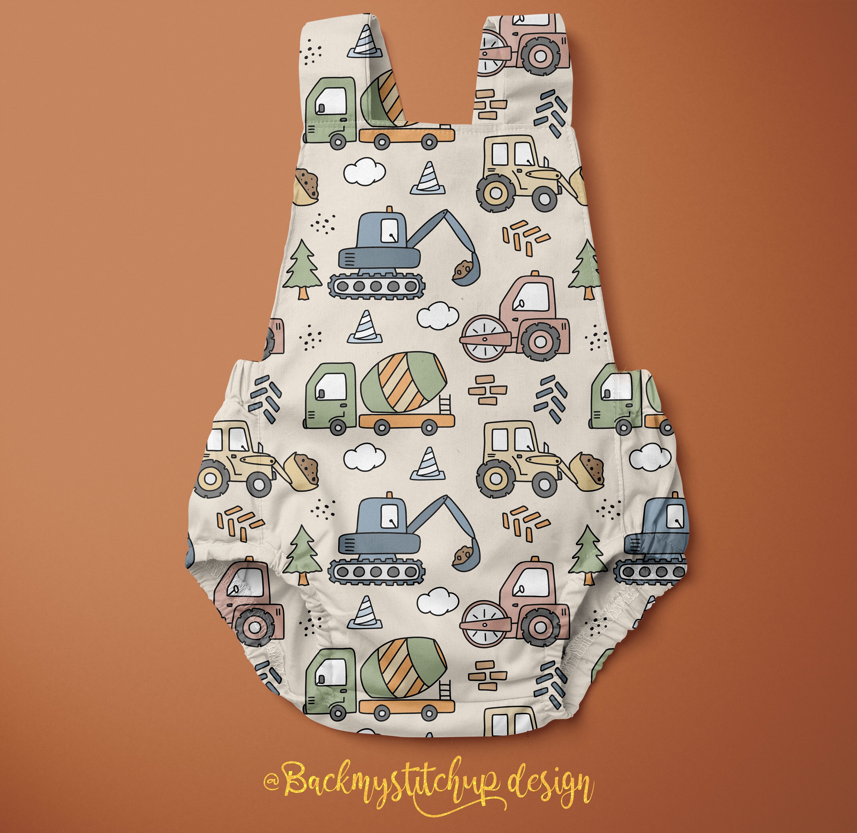 Construction Seamless Pattern, Digger Tractor Builder Fabric Design ...