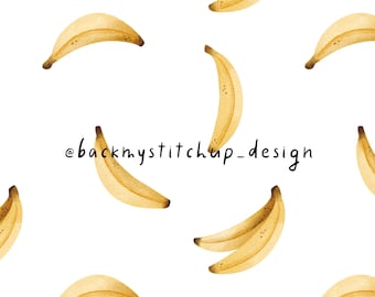 Banana Seamless Pattern, Simple Bananas Digital File, Watercolor Fruit digital paper, fabric design non exclusive commercial license