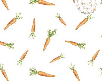 Diseño de tela de acuarela de zanahoria, patrón sin costuras de superficie, descarga digital, licencia comercial, primavera de Pascua no exclusiva, papel artesanal