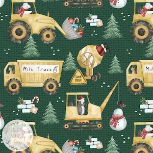 Christmas Construction Seamless Pattern, Polar Bear and Penguin Fabric Design, Winter Construction seamless, Cute Christmas fabric design