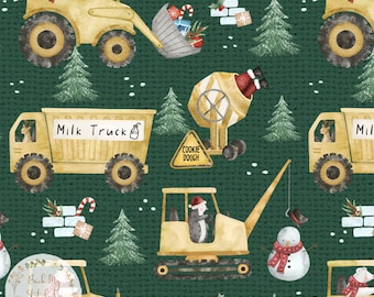 Christmas Construction Seamless Pattern, Polar Bear and Penguin Fabric Design, Winter Construction seamless, Cute Christmas fabric design
