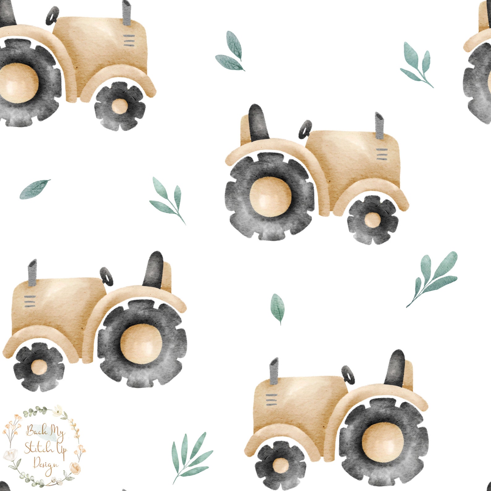Tractor Seamless Pattern, Cute Tractor Fabric Design, Kids Farm Digital ...