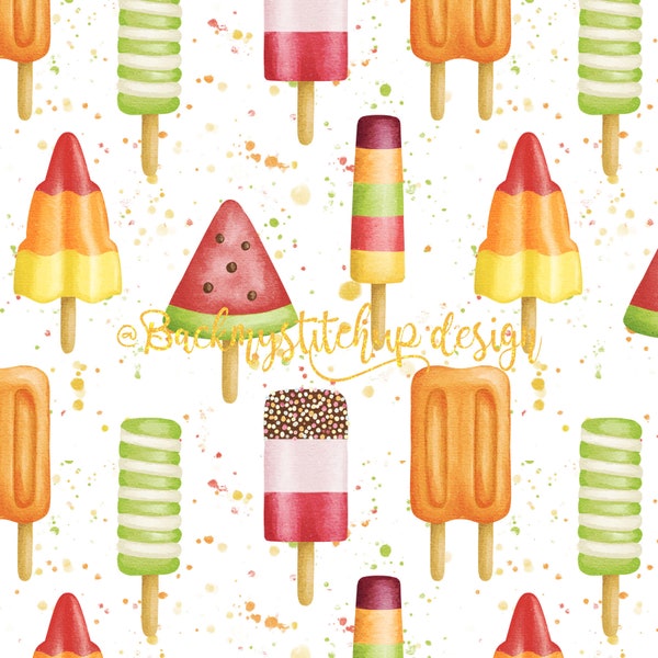 Popsicle seamless pattern, Ice Lolly fabric design, Ice cream Digital Download, Colourful Summer Digital Paper, Ice Lolly Seamless Pattern.