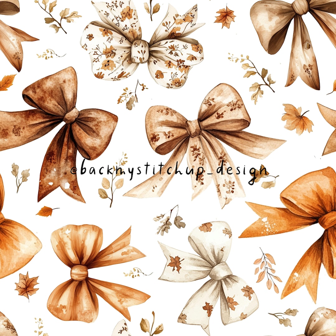 Multidirectional Fall Coquette Bows Seamless Pattern | Watercolour ...