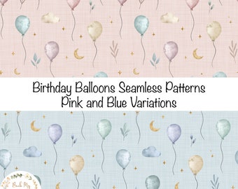 Birthday Balloon Seamless Pattern, Children's Fabric design, Celebration Party, Digital Download, Commercial Licence, Non-Exclusive