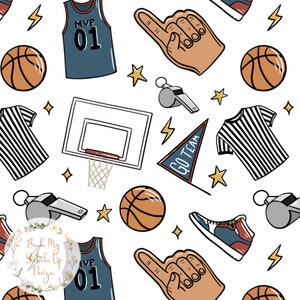 Basketball Seamless Pattern, Basketball seamless file, Basketball Fabric Design
