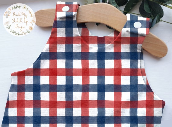 赤白青のチェック柄シームレスファイル、愛国的なギンガムチェック柄