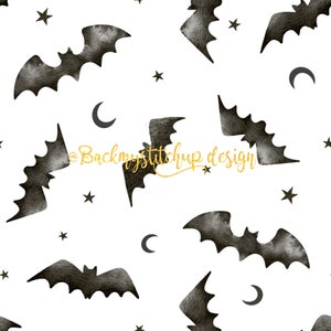 Halloween Bats Seamless Pattern, Watercolour Vampire Bats Seamless File, Spooky Bat digital paper for kids, Cute Bat Fabric design