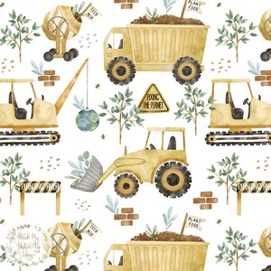 Konstruktionssömlöst mönster, grävmaskinstraktorbyggare tygdesign, unisex byggnad digital nedladdning, rädda planeten sömlös fil