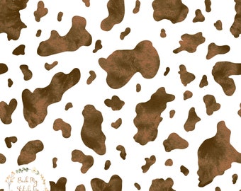 Estampado de vaca MARRÓN Patrón sin costuras, Diseño de tela Animal Print, Acuarela, Descarga digital, Licencia comercial, No exclusivo