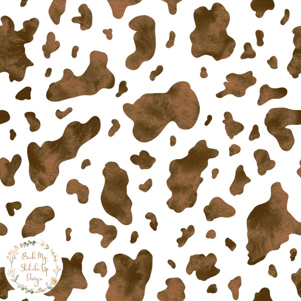 Cow Print BROWN Seamless Pattern, Animal Print fabric design, Watercolour, Digital Download, Commercial Licence, Non-Exclusive