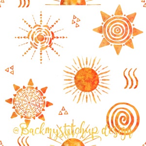 Boho Sun Seamless Pattern | Boho Sun fabric design | Summer Digital Paper | Tribal Sun surface pattern non exclusive