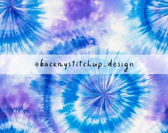 Tie Dye Effect Seamless Pattern, Blue and Purple Summer Tie Dye digital surface design, Kids Boys Summer digital paper | Non-exclusive