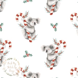 Christmas Koala Fabric Design, Christmas Koala Seamless Pattern, Australian Animal Fabric design, Commercial Licence, Non-Exclusive