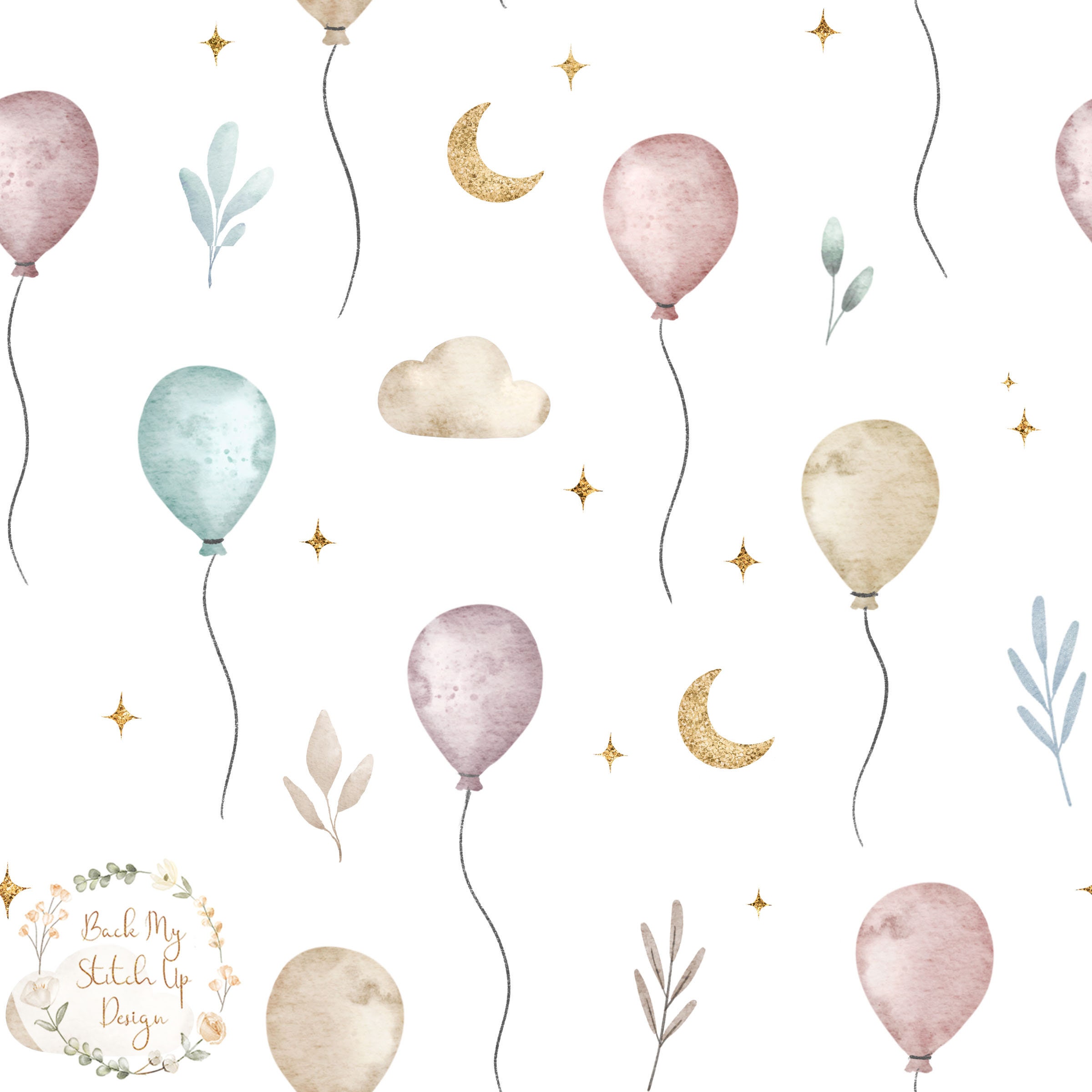 Birthday Balloon Seamless Pattern, Children's Fabric Design ...