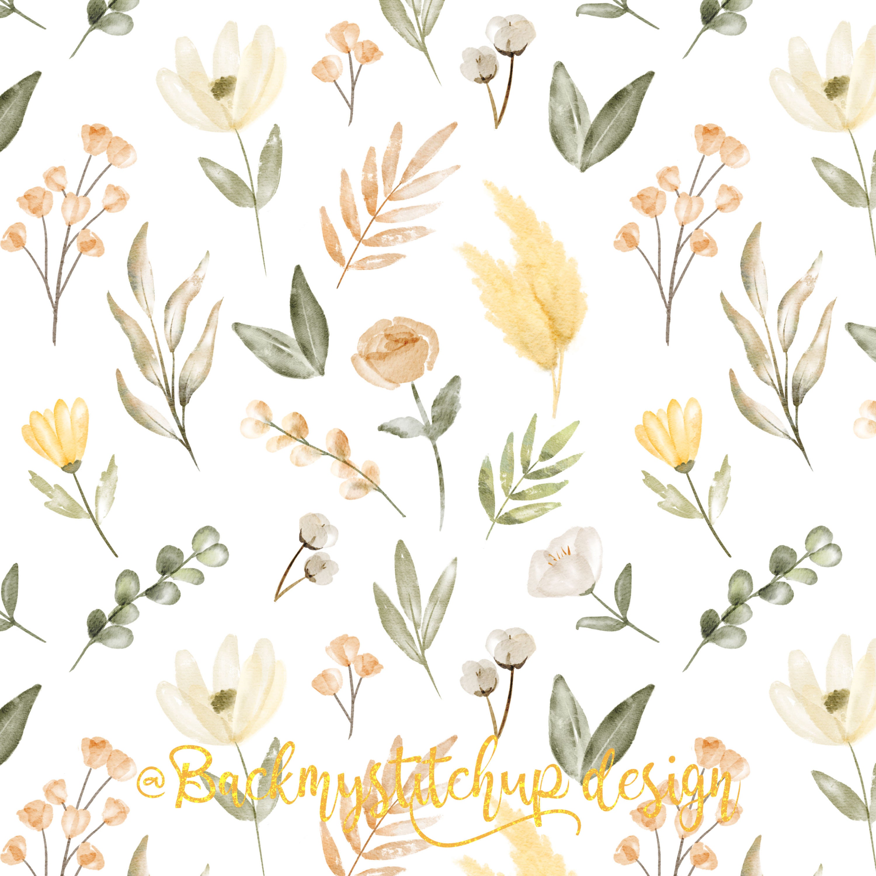 Watercolour Boho Floral Fabric Design Seamless Pattern Tile - Etsy