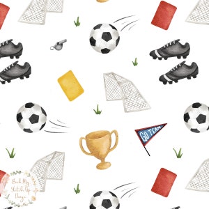Football Seamless Pattern, Watercolor Soccer design, Watercolour Soccer Digital file, Football Crafting paper, Kids Sport seamless file