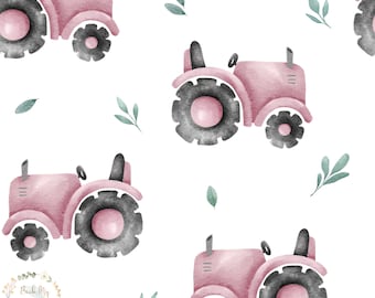 Pink Tractor Seamless Pattern, Girly Tractor Seamless File, Pink Tractor Fabric Design, Girls Farm Digital Paper, Cute tractor farm design